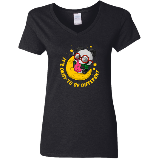 It's Okay To Be Different - G500VL Ladies' 5.3 oz. V-Neck T-Shirt